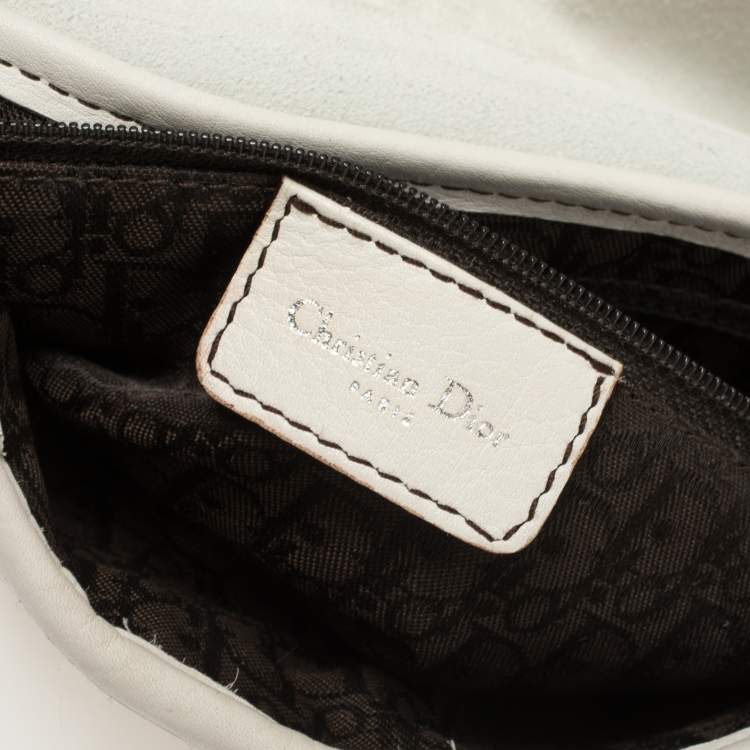 Pre Owned Dior White Leather Saddle Bag