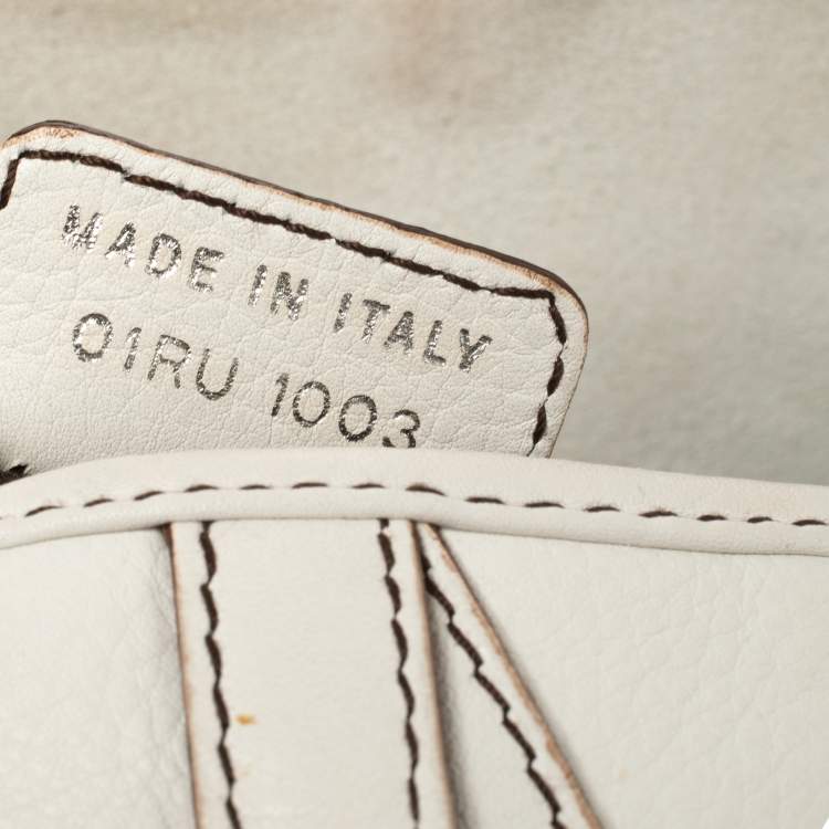 Pre Owned Dior White Leather Saddle Bag