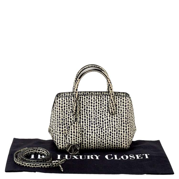 Pre Owned Dior White/Black Python Top Handle Bag
