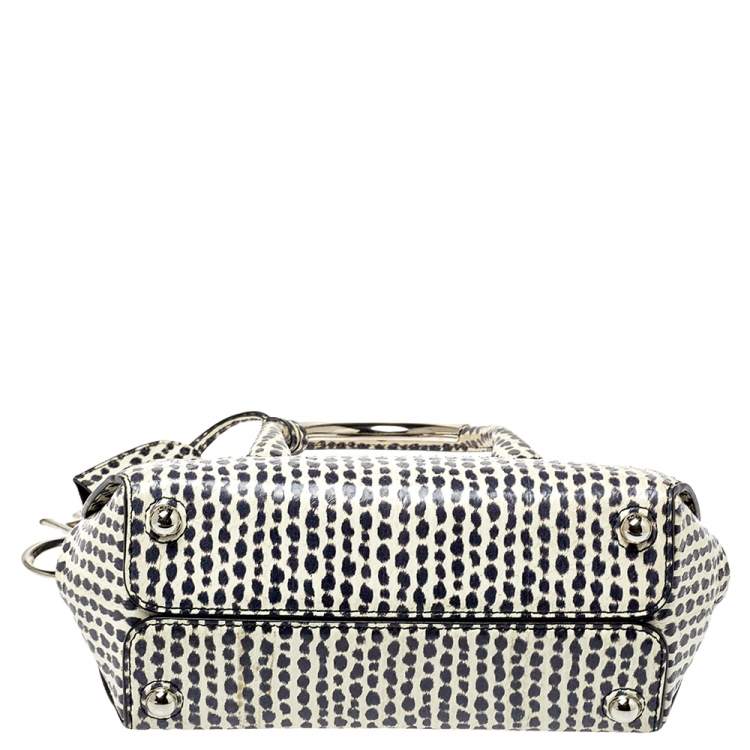 Pre Owned Dior White/Black Python Top Handle Bag