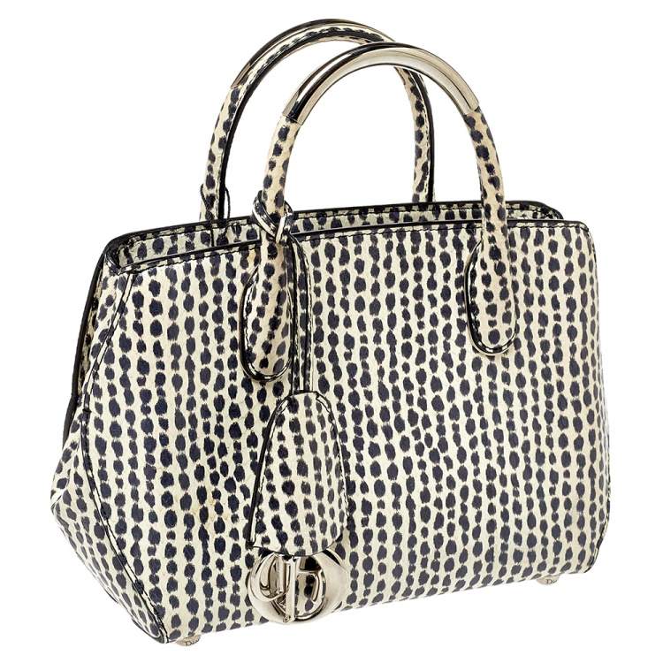Pre Owned Dior White/Black Python Top Handle Bag