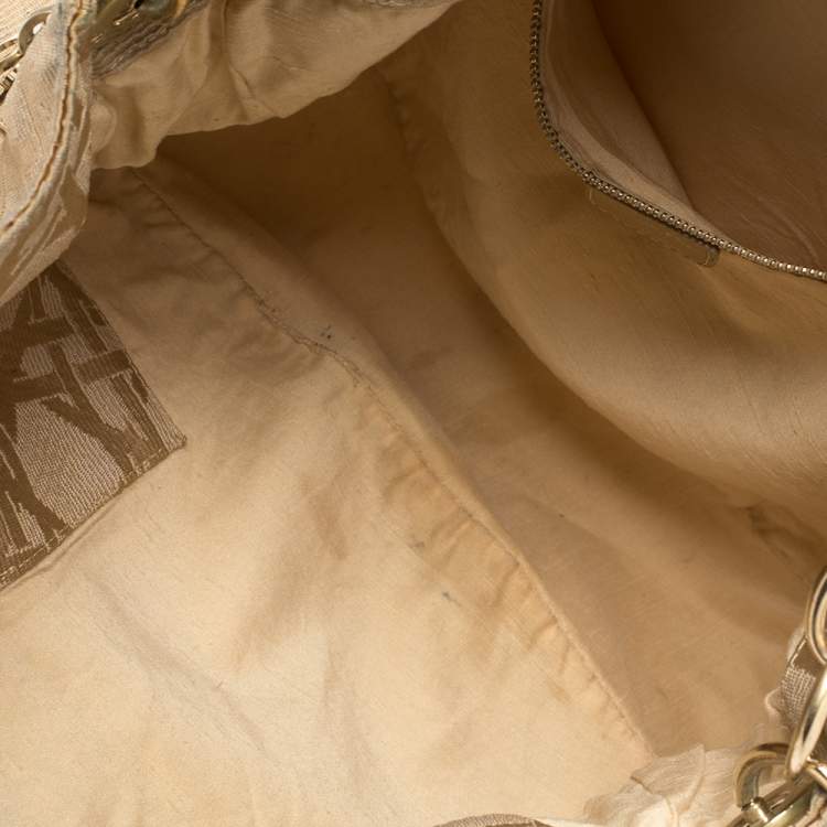 Pre Owned Dior Beige Cannage Canvas Lady Dior Hobo