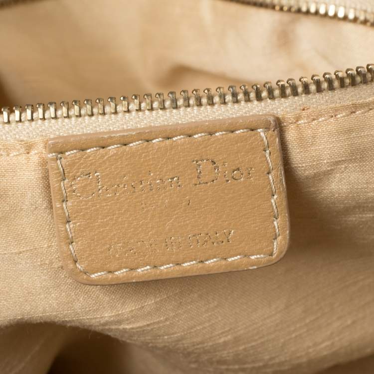 Pre Owned Dior Beige Cannage Canvas Lady Dior Hobo