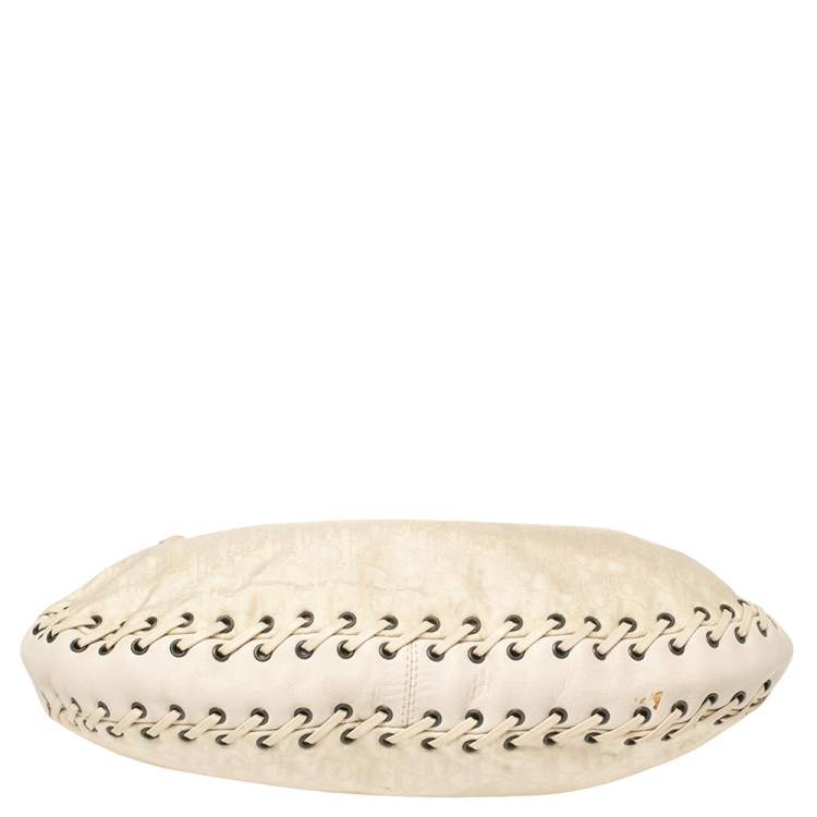 Pre Owned Dior Cream Oblique Canvas and Leather Ethnic Hobo