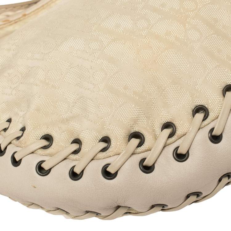 Pre Owned Dior Cream Oblique Canvas and Leather Ethnic Hobo