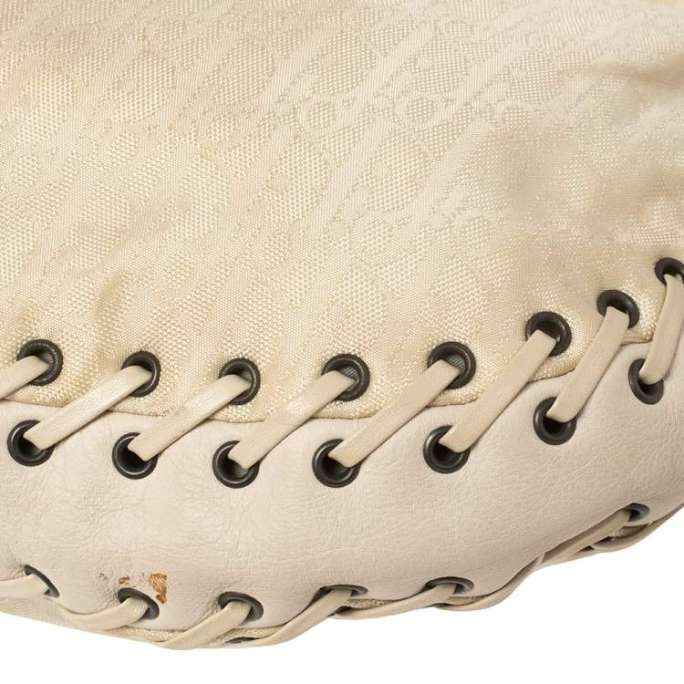 Pre Owned Dior Cream Oblique Canvas and Leather Ethnic Hobo
