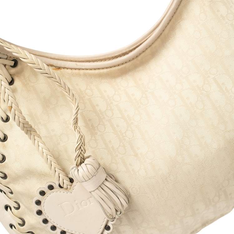 Pre Owned Dior Cream Oblique Canvas and Leather Ethnic Hobo