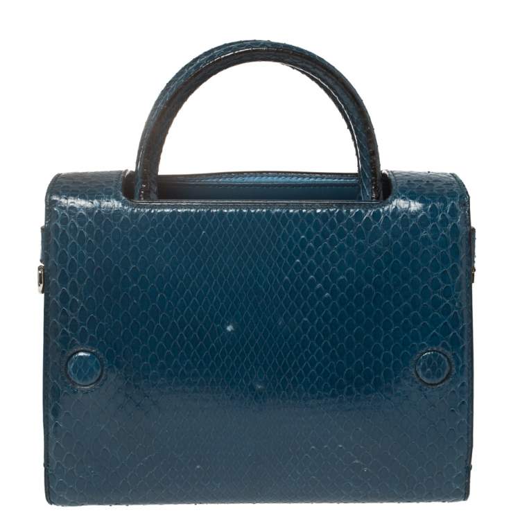 Pre Owned Dior Blue Python Mini Diorever Bag