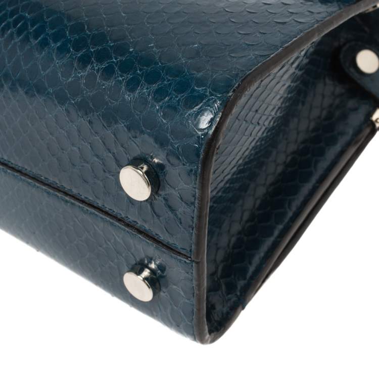 Pre Owned Dior Blue Python Mini Diorever Bag
