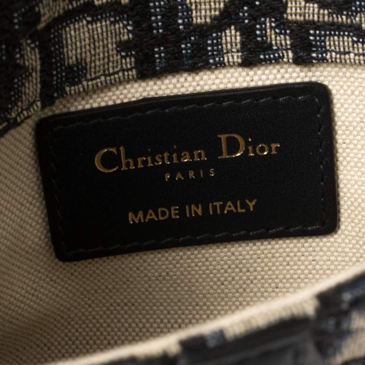 Pre Owned Dior Blue Oblique Canvas and Leather Saddle Belt Bag