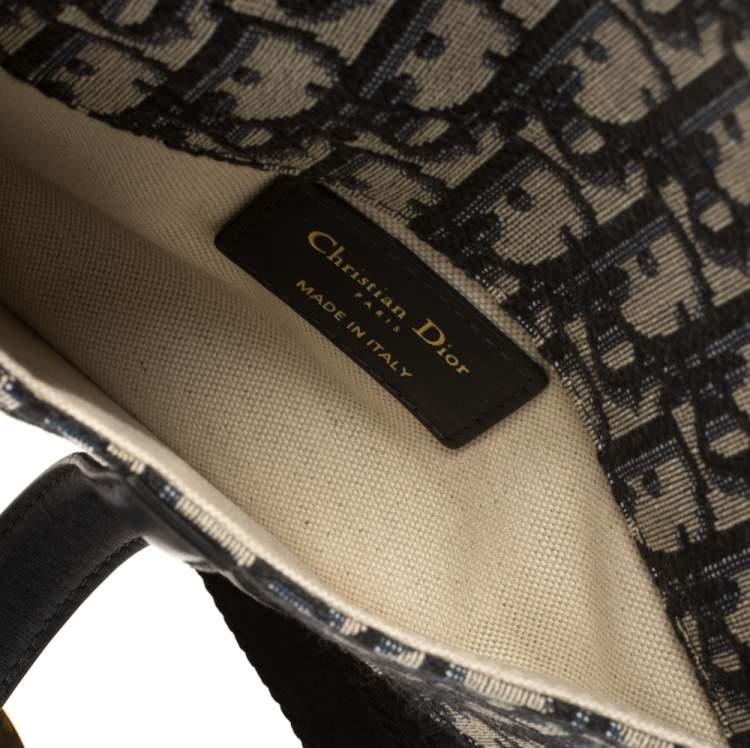 Pre Owned Dior Blue Oblique Canvas and Leather Saddle Belt Bag