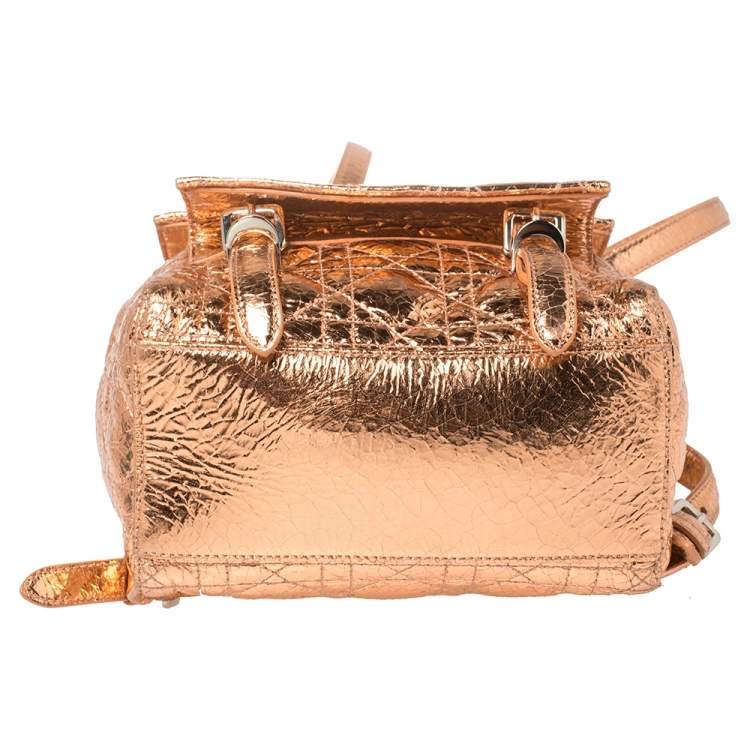 Pre Owned Dior Metallic Rose Gold Cannage Leather Stardust Backpack