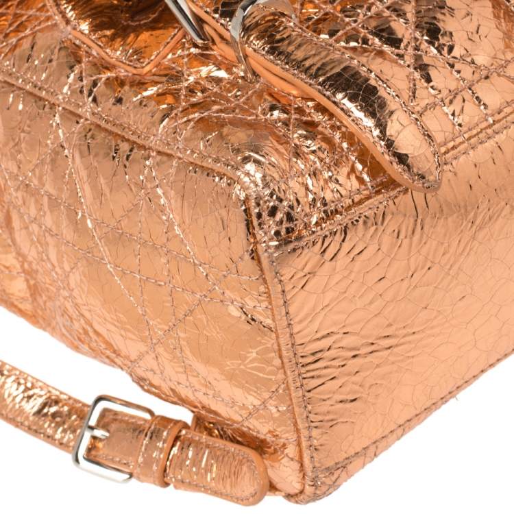 Pre Owned Dior Metallic Rose Gold Cannage Leather Stardust Backpack