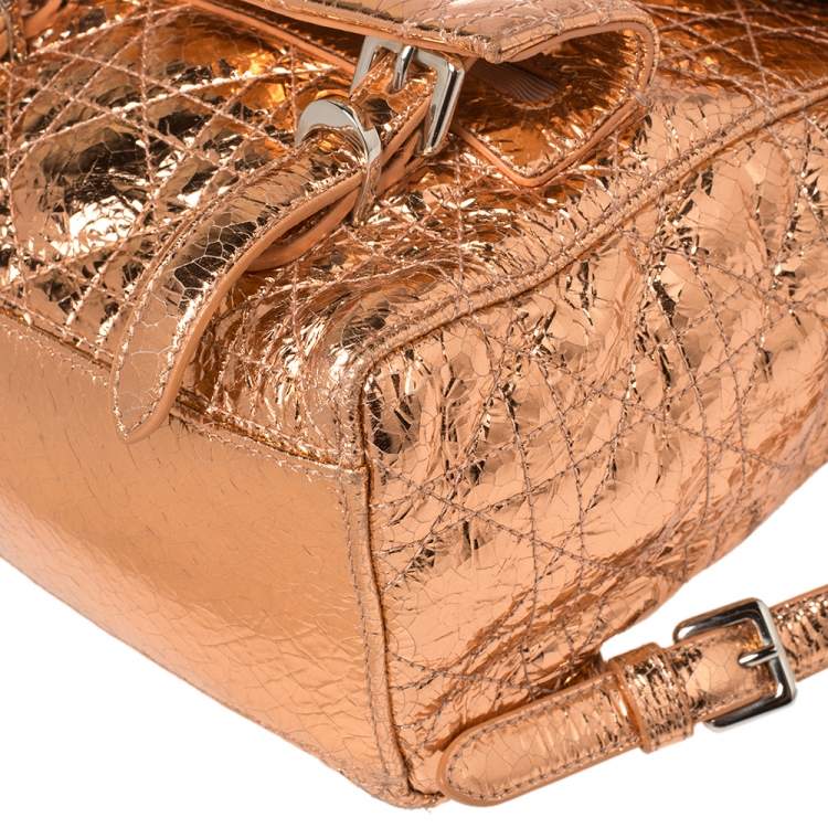 Pre Owned Dior Metallic Rose Gold Cannage Leather Stardust Backpack