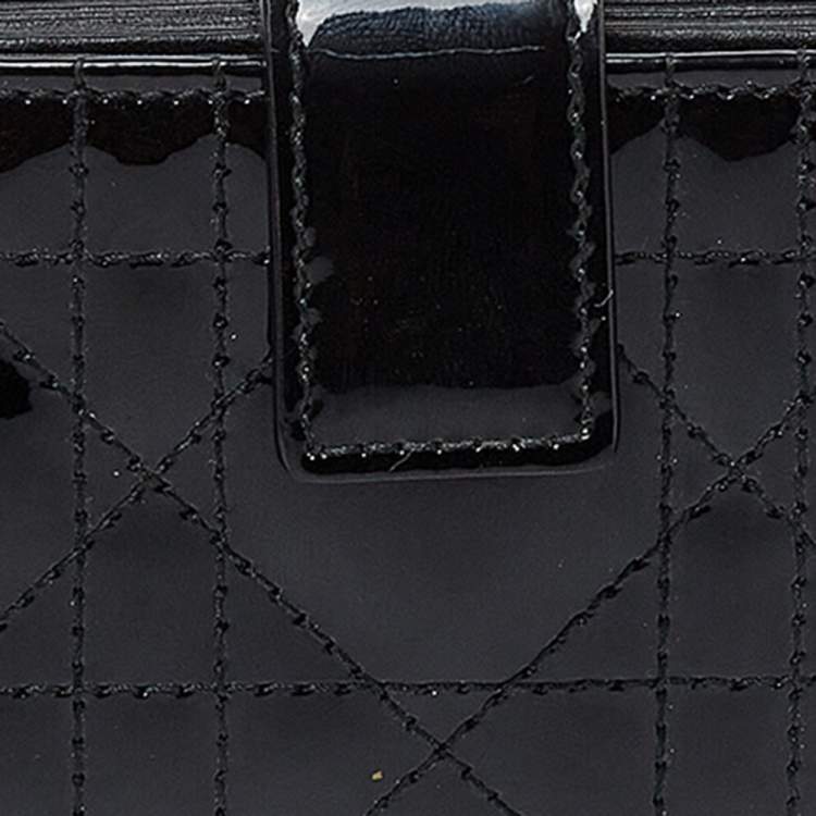 Pre Owned Dior Black Cannage Patent Leather Gusset Card Holder