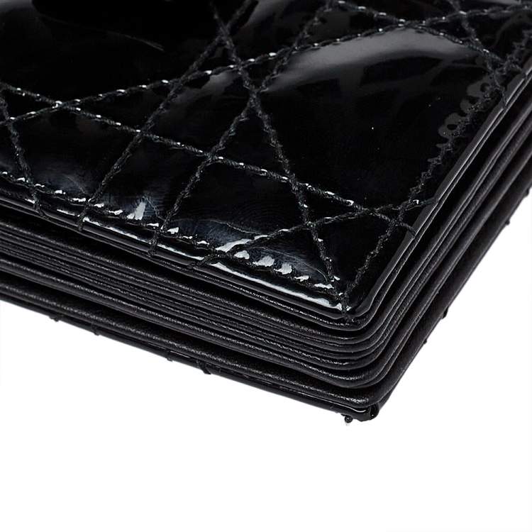 Pre Owned Dior Black Cannage Patent Leather Gusset Card Holder