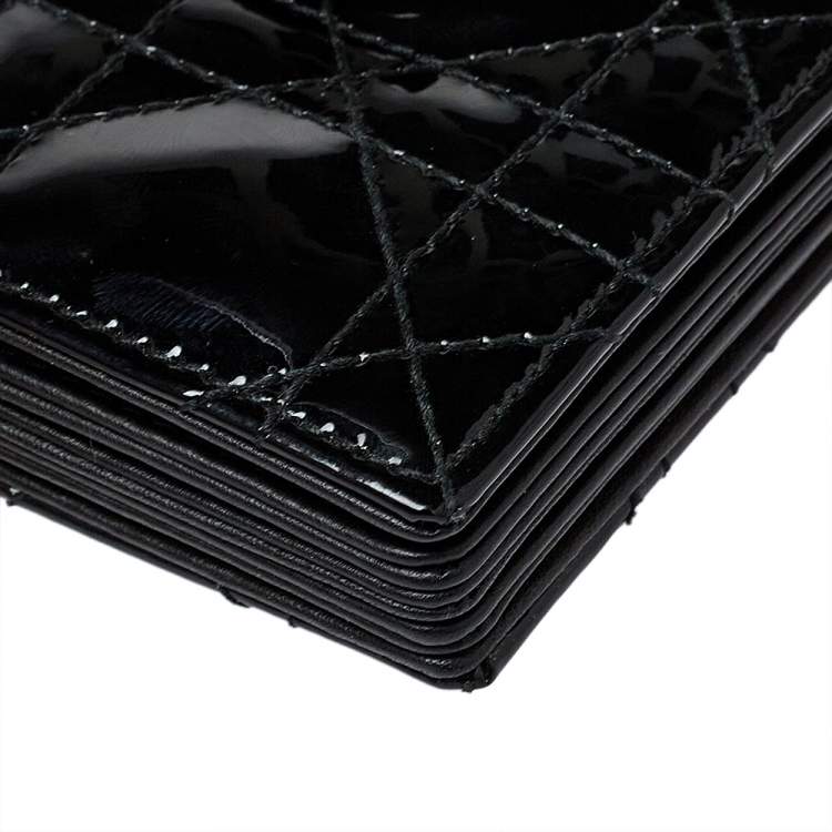 Pre Owned Dior Black Cannage Patent Leather Gusset Card Holder