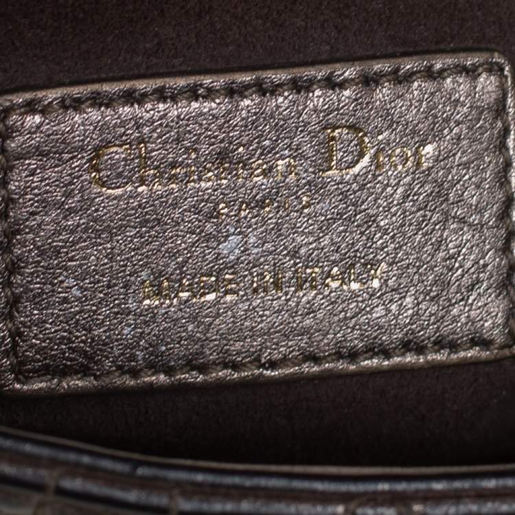 Pre Owned Dior Metallic Cannage Leather Mini Lady Dior Tote
