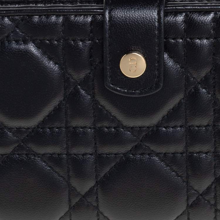 Pre Owned Dior Black Cannage Leather Lady Dior Long Bifold Wallet