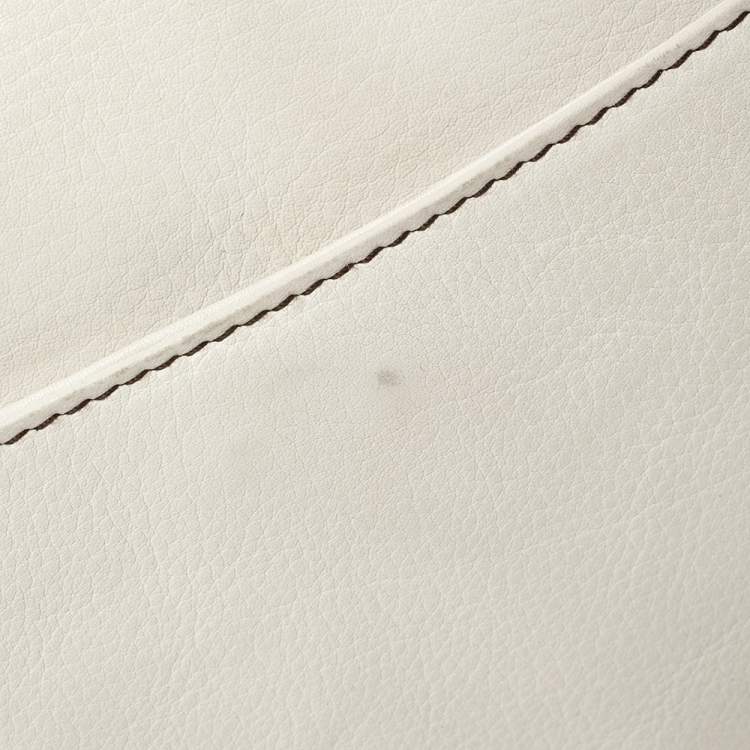 Pre Owned Dior White Leather Saddle Bag