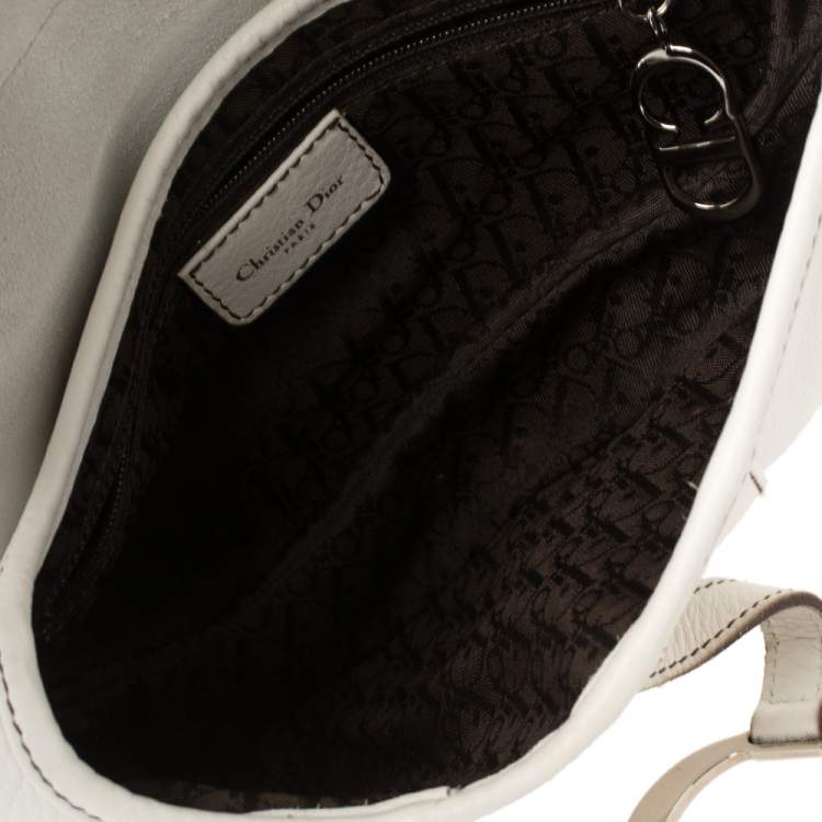 Pre Owned Dior White Leather Saddle Bag