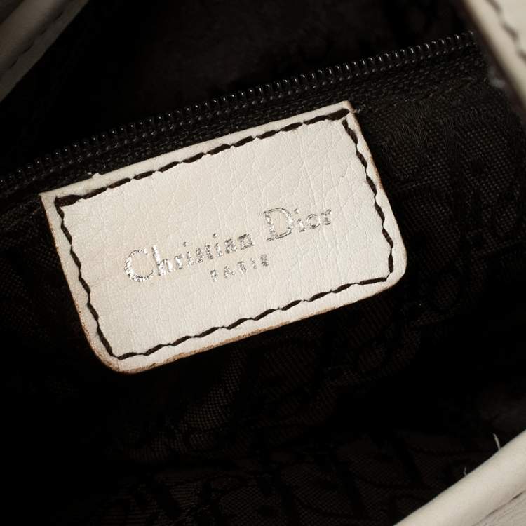 Pre Owned Dior White Leather Saddle Bag