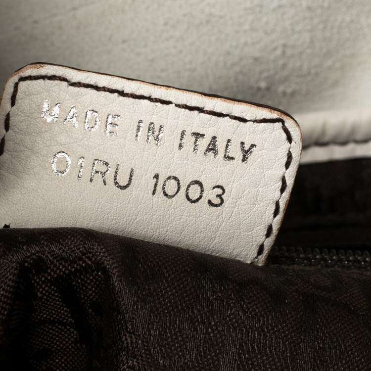 Pre Owned Dior White Leather Saddle Bag