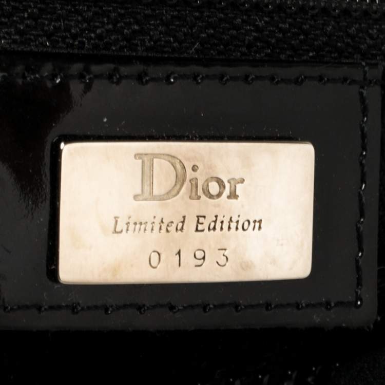 Pre Owned Dior Black Velvet/Nylon and Leather Vintage Pom Pom Embellished Saddle Bag
