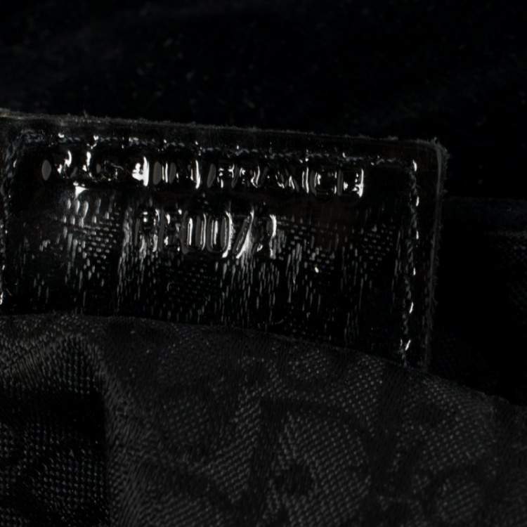 Pre Owned Dior Black Velvet/Nylon and Leather Vintage Pom Pom Embellished Saddle Bag