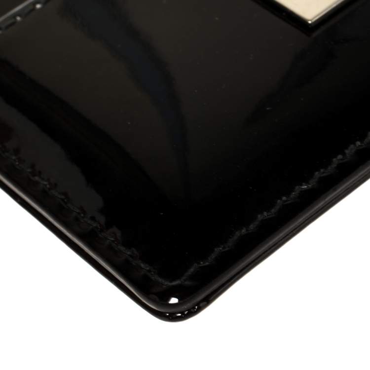 Pre Owned Dior Black Patent Leather Turn Me Dior Card Holder