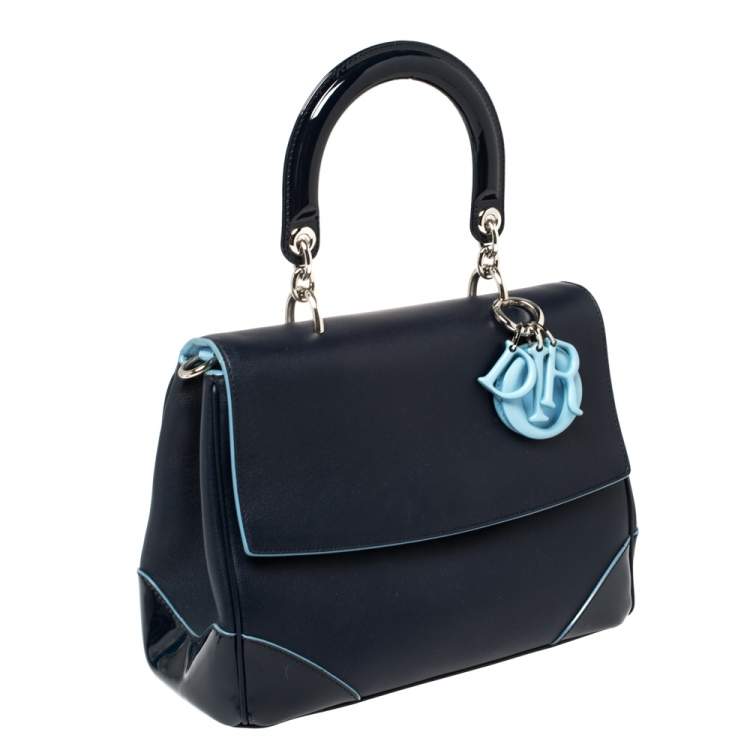 Pre Owned Dior Navy Blue Leather Small Be Dior Flap Top Handle Bag
