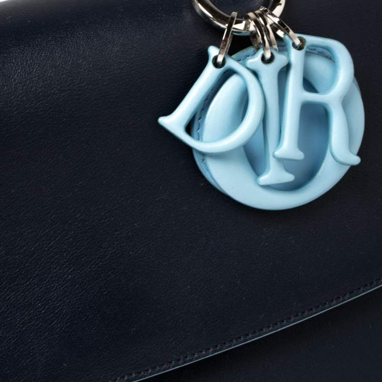 Pre Owned Dior Navy Blue Leather Small Be Dior Flap Top Handle Bag