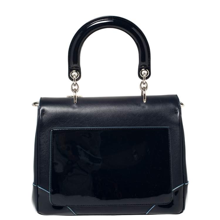 Pre Owned Dior Navy Blue Leather Small Be Dior Flap Top Handle Bag