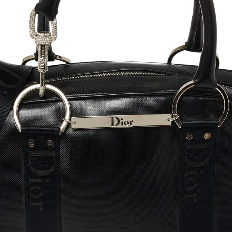 Pre Owned Dior Black Leather Crytal Hook Bowling Bag