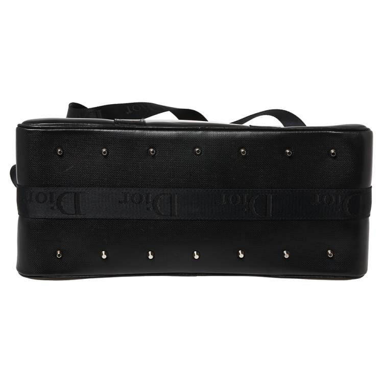 Pre Owned Dior Black Leather Crytal Hook Bowling Bag