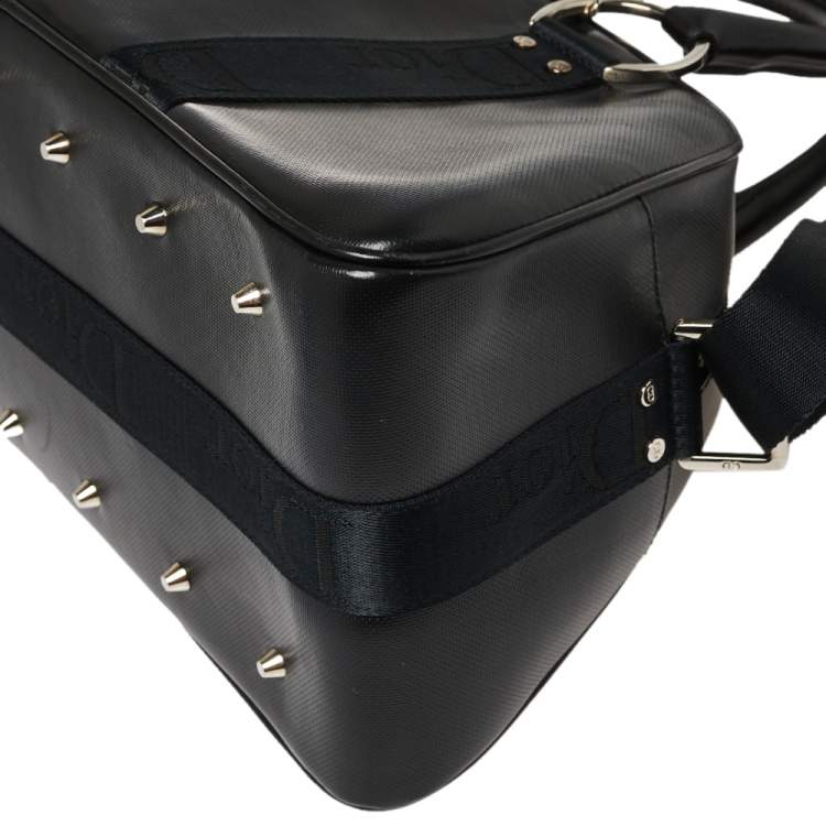 Pre Owned Dior Black Leather Crytal Hook Bowling Bag