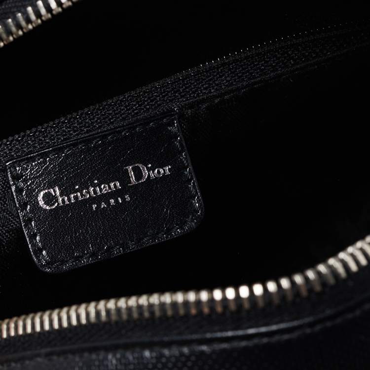 Pre Owned Dior Black Leather Crytal Hook Bowling Bag
