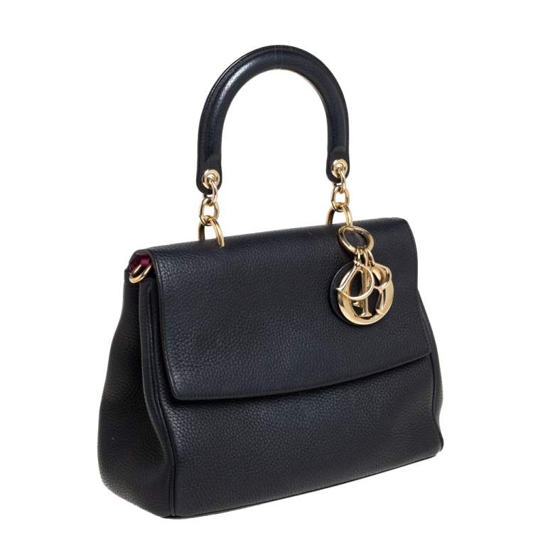 Pre Owned Dior Black Leather Small Be Dior Flap Top Handle Bag