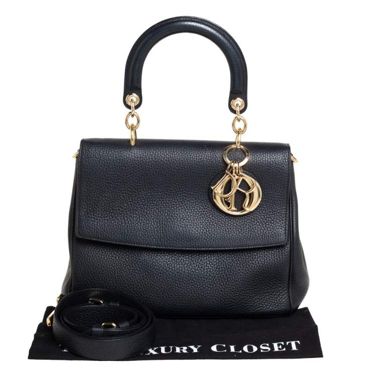 Pre Owned Dior Black Leather Small Be Dior Flap Top Handle Bag