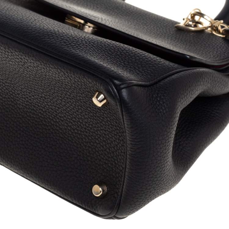 Pre Owned Dior Black Leather Small Be Dior Flap Top Handle Bag