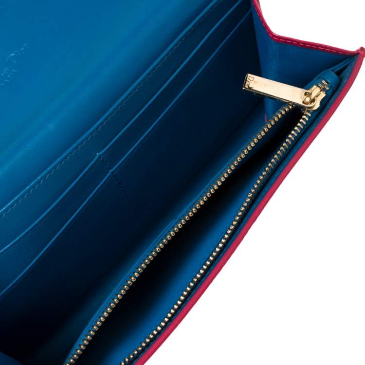 مملوكة مسبقًا Dior Pink Cannage Patent Leather Flap Continental Wallet