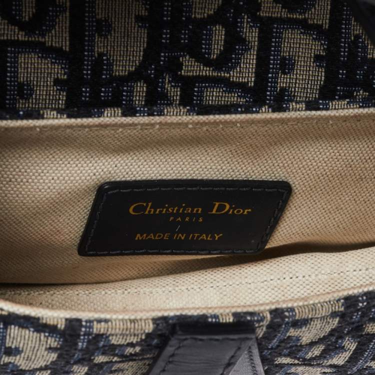 Pre Owned Dior Blue Diorissimo Canvas and Leather Mini Saddle Shoulder Bag