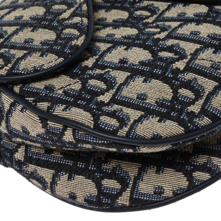 Pre Owned Dior Blue Diorissimo Canvas and Leather Mini Saddle Shoulder Bag