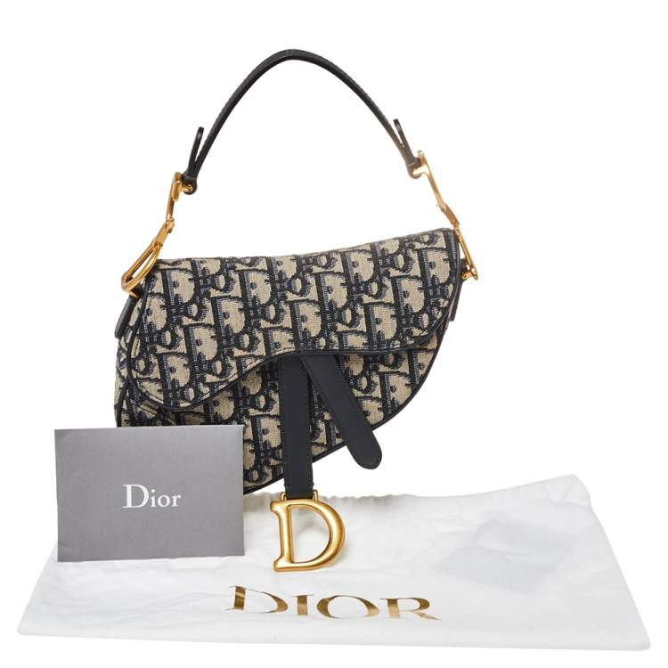 Pre Owned Dior Blue Diorissimo Canvas and Leather Mini Saddle Shoulder Bag