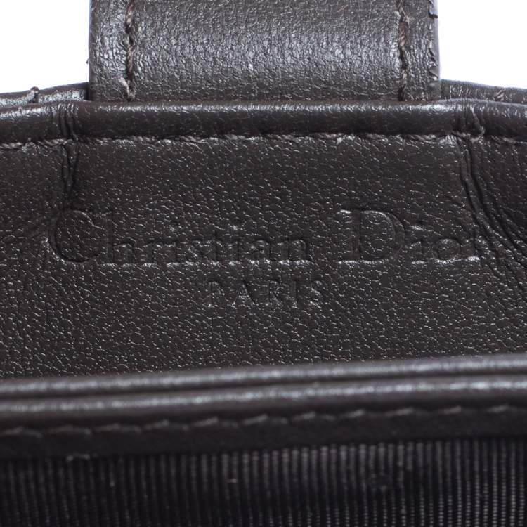 Pre Owned Dior Dark Brown Cannage Leather Gusset Card Holder