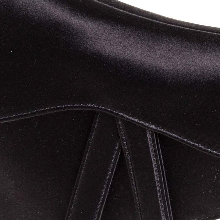Pre Owned Dior Black Satin Mini Saddle Shoulder Bag