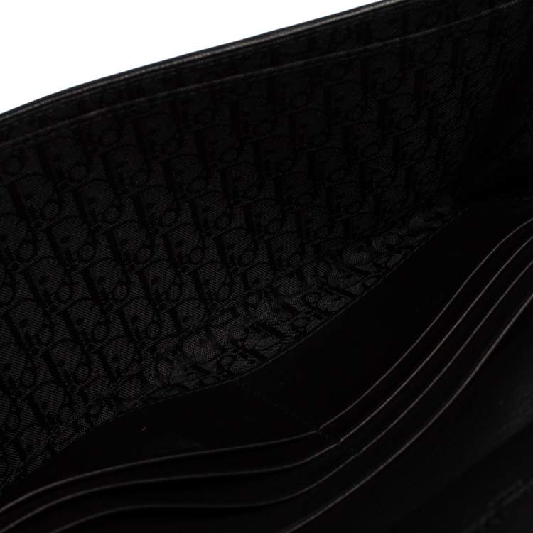 Pre Owned Dior Black/White Calf Hair and Leather Jazz Club Wristlet Clutch