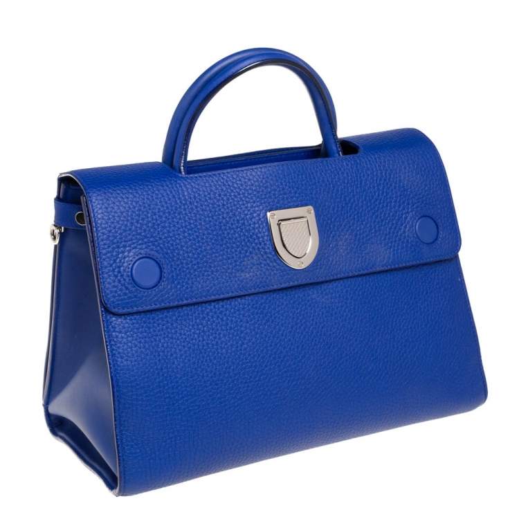 Pre Owned Dior Blue Pebbled Leather Medium Diorever Tote 