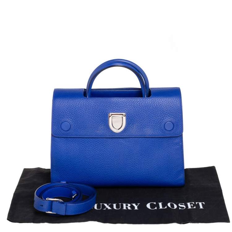Pre Owned Dior Blue Pebbled Leather Medium Diorever Tote 