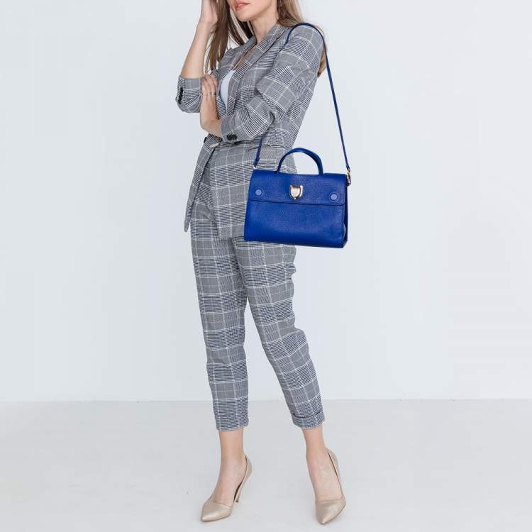Pre Owned Dior Blue Pebbled Leather Medium Diorever Tote 